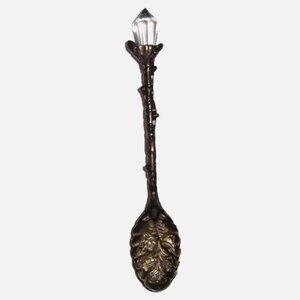 Small Brass Embossed Decorative Sugar Spoon with Crystal Artisan Made